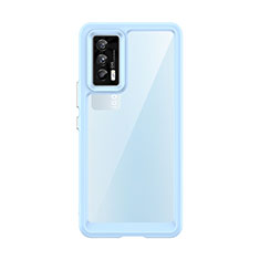 Coque Rebord Contour Silicone et Vitre Transparente Housse Etui J01S pour Vivo iQOO Neo5 5G Bleu Ciel