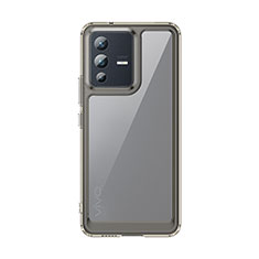 Coque Rebord Contour Silicone et Vitre Transparente Housse Etui J01S pour Vivo V23 5G Gris