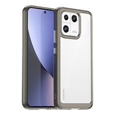 Coque Rebord Contour Silicone et Vitre Transparente Housse Etui J01S pour Xiaomi Mi 13 5G Gris