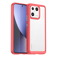 Coque Rebord Contour Silicone et Vitre Transparente Housse Etui J01S pour Xiaomi Mi 13 5G Rouge