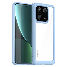 Coque Rebord Contour Silicone et Vitre Transparente Housse Etui J01S pour Xiaomi Mi 13 Pro 5G Bleu Ciel