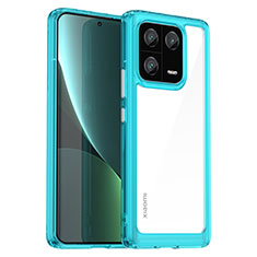 Coque Rebord Contour Silicone et Vitre Transparente Housse Etui J01S pour Xiaomi Mi 13 Pro 5G Bleu Ciel