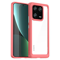 Coque Rebord Contour Silicone et Vitre Transparente Housse Etui J01S pour Xiaomi Mi 13 Pro 5G Rouge