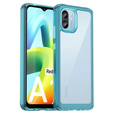 Coque Rebord Contour Silicone et Vitre Transparente Housse Etui J01S pour Xiaomi Poco C50 Bleu Ciel