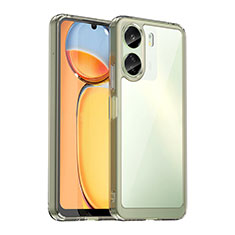 Coque Rebord Contour Silicone et Vitre Transparente Housse Etui J01S pour Xiaomi Poco C65 Gris