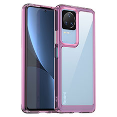 Coque Rebord Contour Silicone et Vitre Transparente Housse Etui J01S pour Xiaomi Poco F4 5G Violet Clair