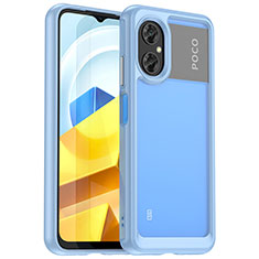 Coque Rebord Contour Silicone et Vitre Transparente Housse Etui J01S pour Xiaomi Poco M4 5G Bleu Ciel