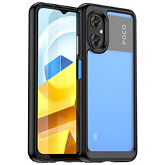 Coque Rebord Contour Silicone et Vitre Transparente Housse Etui J01S pour Xiaomi Poco M4 5G Noir