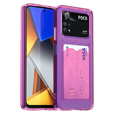 Coque Rebord Contour Silicone et Vitre Transparente Housse Etui J01S pour Xiaomi Poco M4 Pro 4G Violet Clair