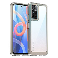 Coque Rebord Contour Silicone et Vitre Transparente Housse Etui J01S pour Xiaomi Poco M4 Pro 5G Gris