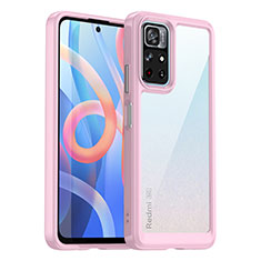 Coque Rebord Contour Silicone et Vitre Transparente Housse Etui J01S pour Xiaomi Poco M4 Pro 5G Rose