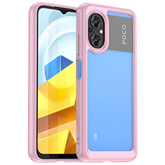 Coque Rebord Contour Silicone et Vitre Transparente Housse Etui J01S pour Xiaomi Poco M5 4G Rose