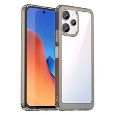 Coque Rebord Contour Silicone et Vitre Transparente Housse Etui J01S pour Xiaomi Poco M6 Pro 5G Gris