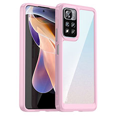 Coque Rebord Contour Silicone et Vitre Transparente Housse Etui J01S pour Xiaomi Poco X4 NFC Rose