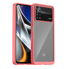 Coque Rebord Contour Silicone et Vitre Transparente Housse Etui J01S pour Xiaomi Poco X4 Pro 5G Rouge