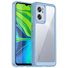 Coque Rebord Contour Silicone et Vitre Transparente Housse Etui J01S pour Xiaomi Redmi 10 Prime Plus 5G Bleu