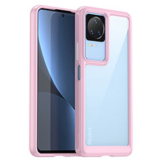 Coque Rebord Contour Silicone et Vitre Transparente Housse Etui J01S pour Xiaomi Redmi K40S 5G Rose