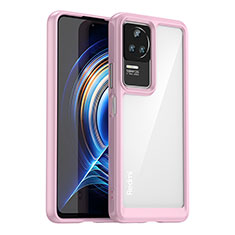 Coque Rebord Contour Silicone et Vitre Transparente Housse Etui J01S pour Xiaomi Redmi K50 Pro 5G Rose