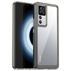 Coque Rebord Contour Silicone et Vitre Transparente Housse Etui J01S pour Xiaomi Redmi K50 Ultra 5G Gris