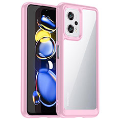 Coque Rebord Contour Silicone et Vitre Transparente Housse Etui J01S pour Xiaomi Redmi K50i 5G Rose