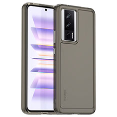 Coque Rebord Contour Silicone et Vitre Transparente Housse Etui J01S pour Xiaomi Redmi K60 Pro 5G Gris Fonce