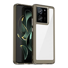 Coque Rebord Contour Silicone et Vitre Transparente Housse Etui J01S pour Xiaomi Redmi K60 Ultra 5G Gris