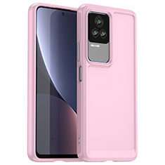 Coque Rebord Contour Silicone et Vitre Transparente Housse Etui J01S pour Xiaomi Redmi K60E 5G Rose