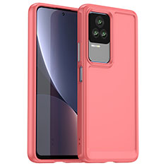 Coque Rebord Contour Silicone et Vitre Transparente Housse Etui J01S pour Xiaomi Redmi K60E 5G Rouge