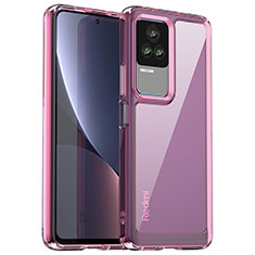 Coque Rebord Contour Silicone et Vitre Transparente Housse Etui J01S pour Xiaomi Redmi K60E 5G Violet Clair