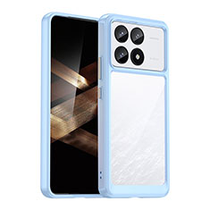 Coque Rebord Contour Silicone et Vitre Transparente Housse Etui J01S pour Xiaomi Redmi K70 5G Bleu