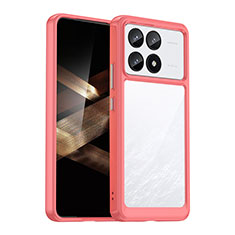 Coque Rebord Contour Silicone et Vitre Transparente Housse Etui J01S pour Xiaomi Redmi K70 5G Rouge