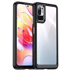 Coque Rebord Contour Silicone et Vitre Transparente Housse Etui J01S pour Xiaomi Redmi Note 10 5G Noir