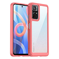 Coque Rebord Contour Silicone et Vitre Transparente Housse Etui J01S pour Xiaomi Redmi Note 11 5G Rouge