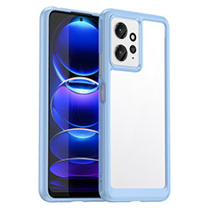 Coque Rebord Contour Silicone et Vitre Transparente Housse Etui J01S pour Xiaomi Redmi Note 12 4G Bleu Clair