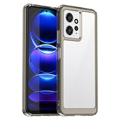 Coque Rebord Contour Silicone et Vitre Transparente Housse Etui J01S pour Xiaomi Redmi Note 12 4G Gris