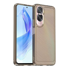 Coque Rebord Contour Silicone et Vitre Transparente Housse Etui J02S pour Huawei Honor 90 Lite 5G Gris