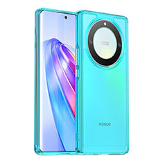 Coque Rebord Contour Silicone et Vitre Transparente Housse Etui J02S pour Huawei Honor X9a 5G Bleu