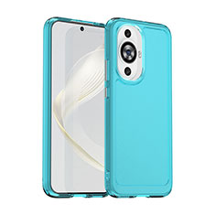 Coque Rebord Contour Silicone et Vitre Transparente Housse Etui J02S pour Huawei Nova 11 Bleu