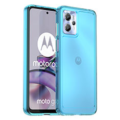 Coque Rebord Contour Silicone et Vitre Transparente Housse Etui J02S pour Motorola Moto G13 Bleu