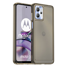 Coque Rebord Contour Silicone et Vitre Transparente Housse Etui J02S pour Motorola Moto G13 Gris