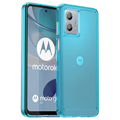 Coque Rebord Contour Silicone et Vitre Transparente Housse Etui J02S pour Motorola Moto G53 5G Bleu