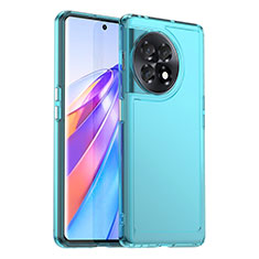 Coque Rebord Contour Silicone et Vitre Transparente Housse Etui J02S pour OnePlus Ace 2 5G Bleu