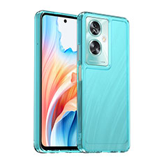 Coque Rebord Contour Silicone et Vitre Transparente Housse Etui J02S pour Oppo A2 5G Bleu