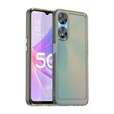 Coque Rebord Contour Silicone et Vitre Transparente Housse Etui J02S pour Oppo A58 5G Gris