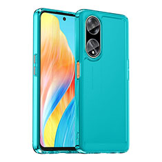 Coque Rebord Contour Silicone et Vitre Transparente Housse Etui J02S pour Oppo A98 5G Bleu