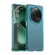 Coque Rebord Contour Silicone et Vitre Transparente Housse Etui J02S pour Oppo Find X6 5G Bleu