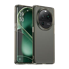 Coque Rebord Contour Silicone et Vitre Transparente Housse Etui J02S pour Oppo Find X6 Pro 5G Gris