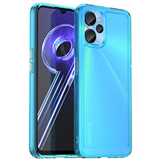 Coque Rebord Contour Silicone et Vitre Transparente Housse Etui J02S pour Realme 10T 5G Bleu