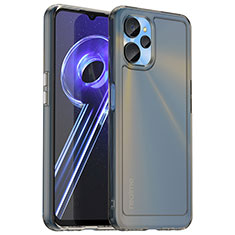 Coque Rebord Contour Silicone et Vitre Transparente Housse Etui J02S pour Realme 10T 5G Gris