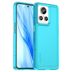 Coque Rebord Contour Silicone et Vitre Transparente Housse Etui J02S pour Realme GT2 Master Explorer Bleu